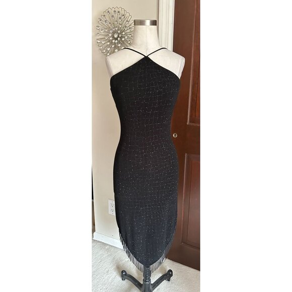 Cache stunning beaded little black dress sleeveless size 4 - Picture 6 of 7